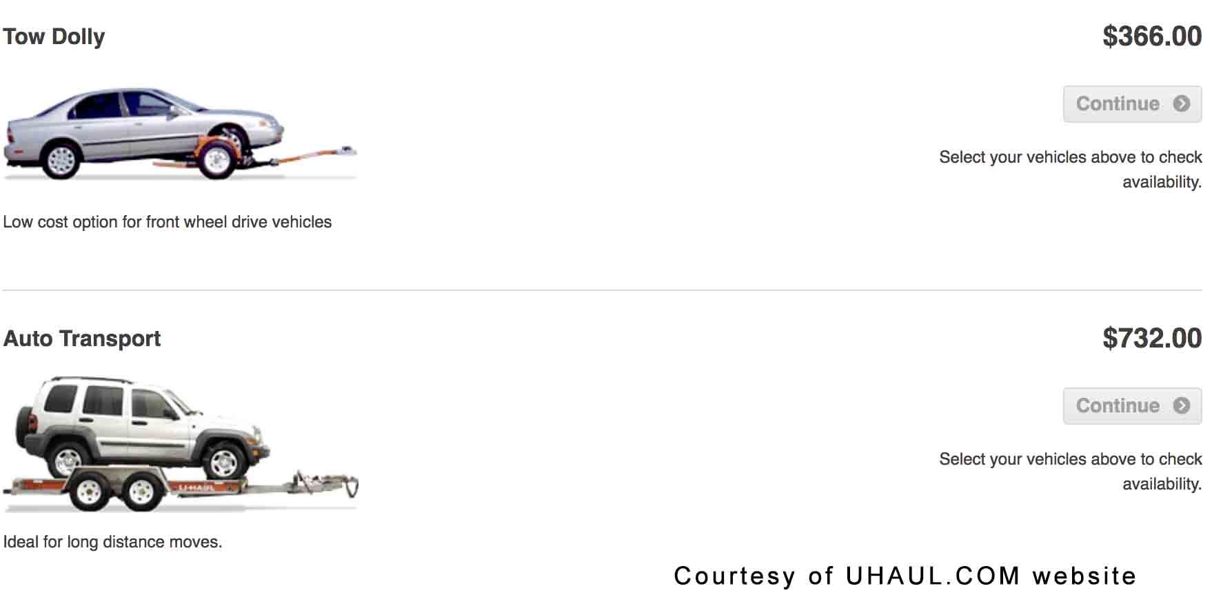 uhaul tow dolly trailer rates