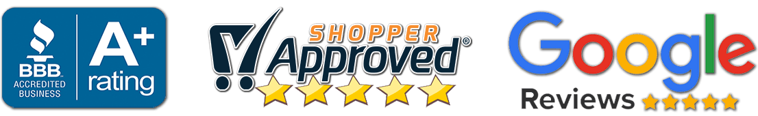 trust seals bbb, shopper approved, google reviews banner