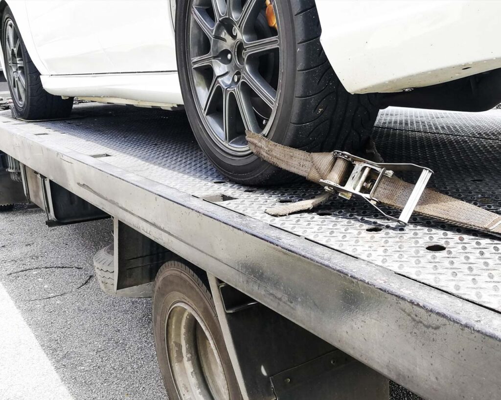 classic car flatbed towing