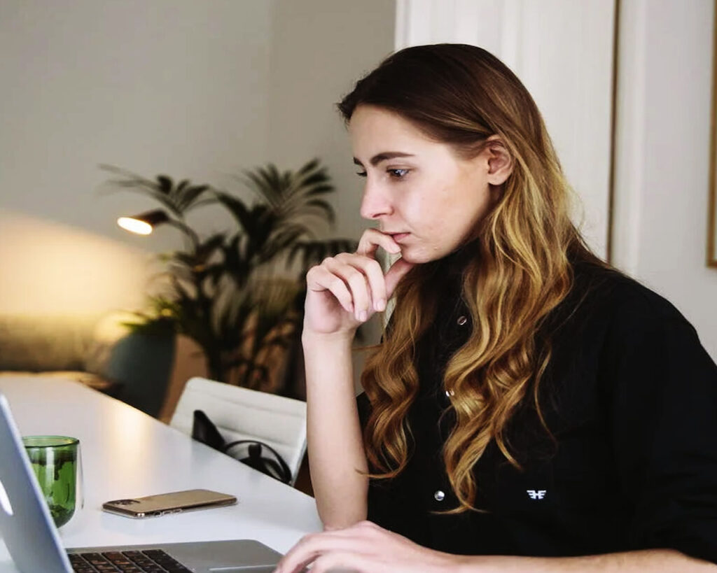 woman doing research on auto shipping