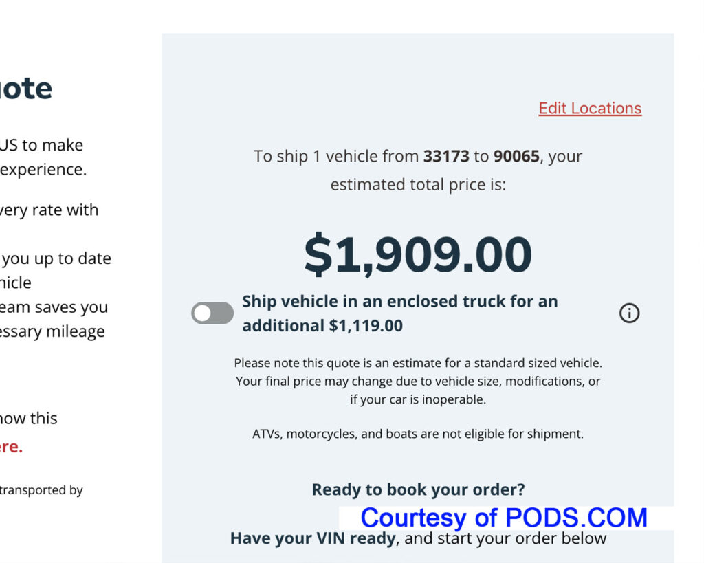 pods sample price